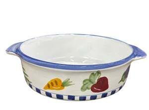 Vintage Mesa International Hungary Hand Painted Vegetable Serving Bowl Blue Whit